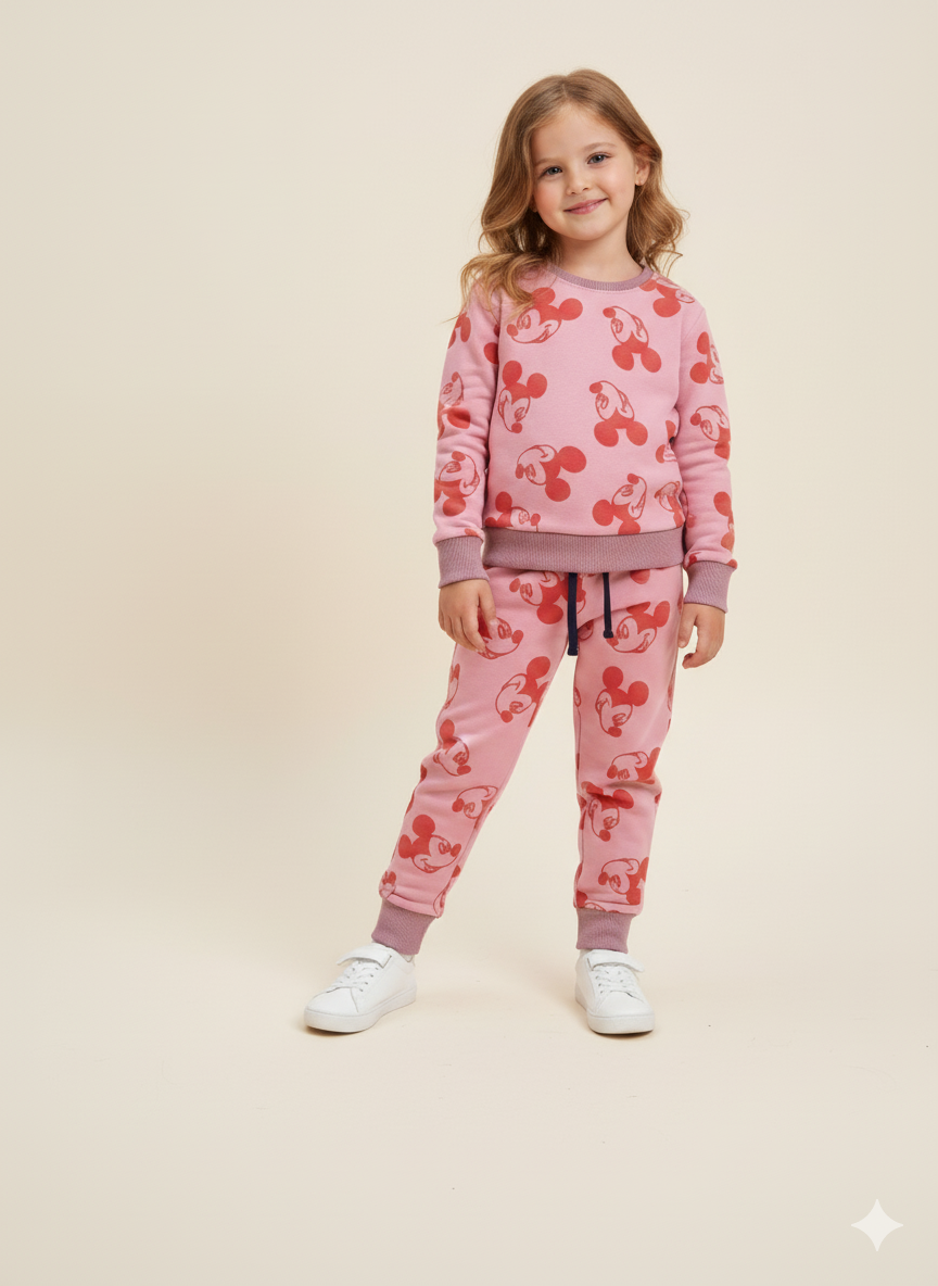 Junior Republic Kid's Mickey Mouse all over Print Fleece Winter Suit