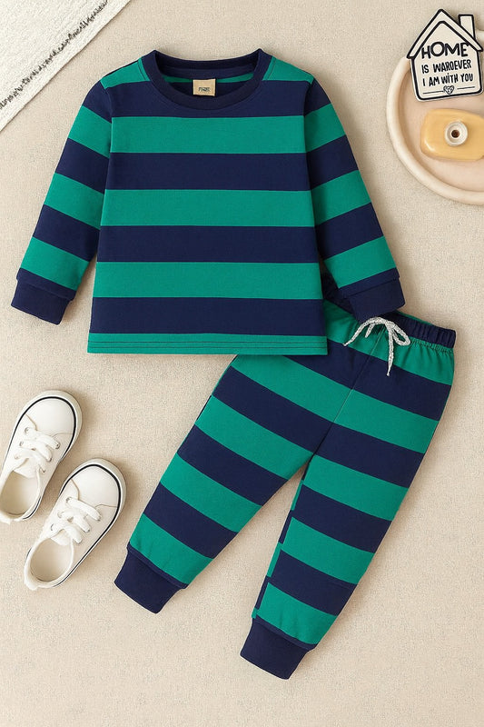 J unior Republic Kid's Stripes Style Cotton Jersey Suit