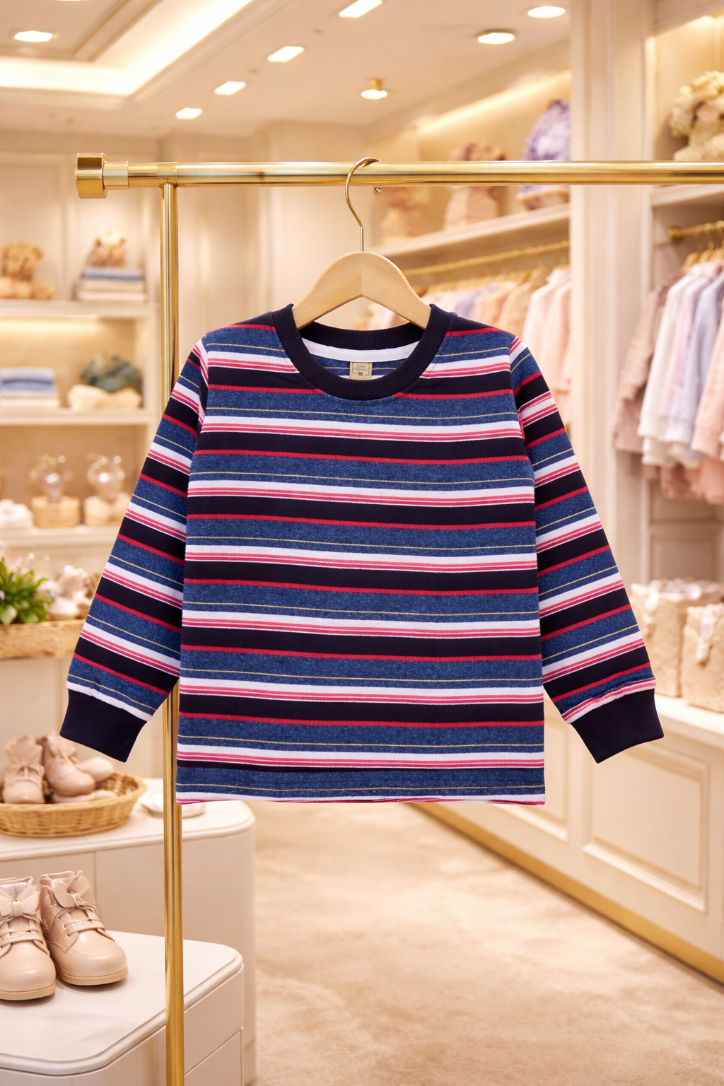 Junior Republic Cotton Jersey Stripes Style Long Sleeve Shirt - Summer Sale