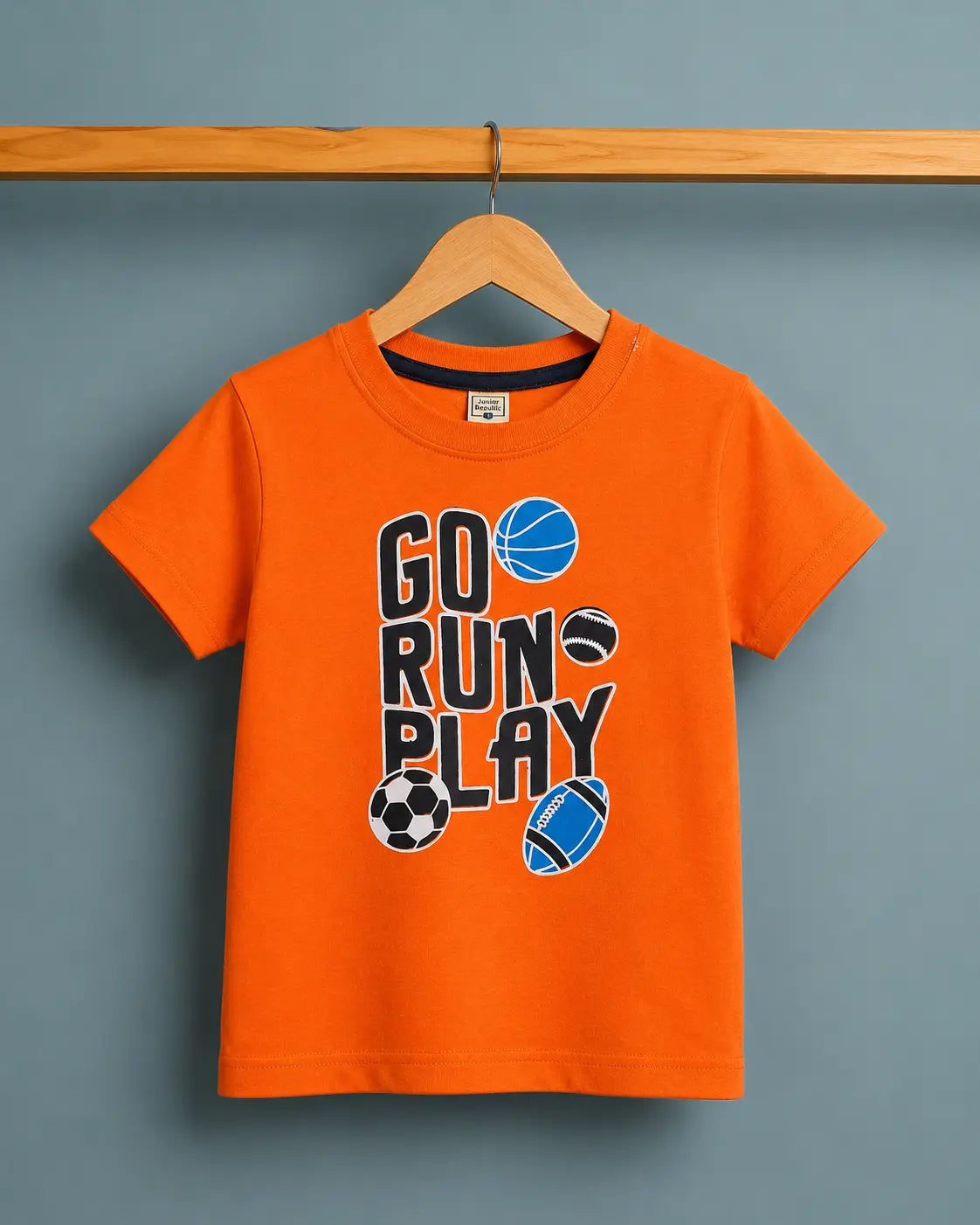 Junior Republic Kid's Go Run Play Printed Tee Shirt
