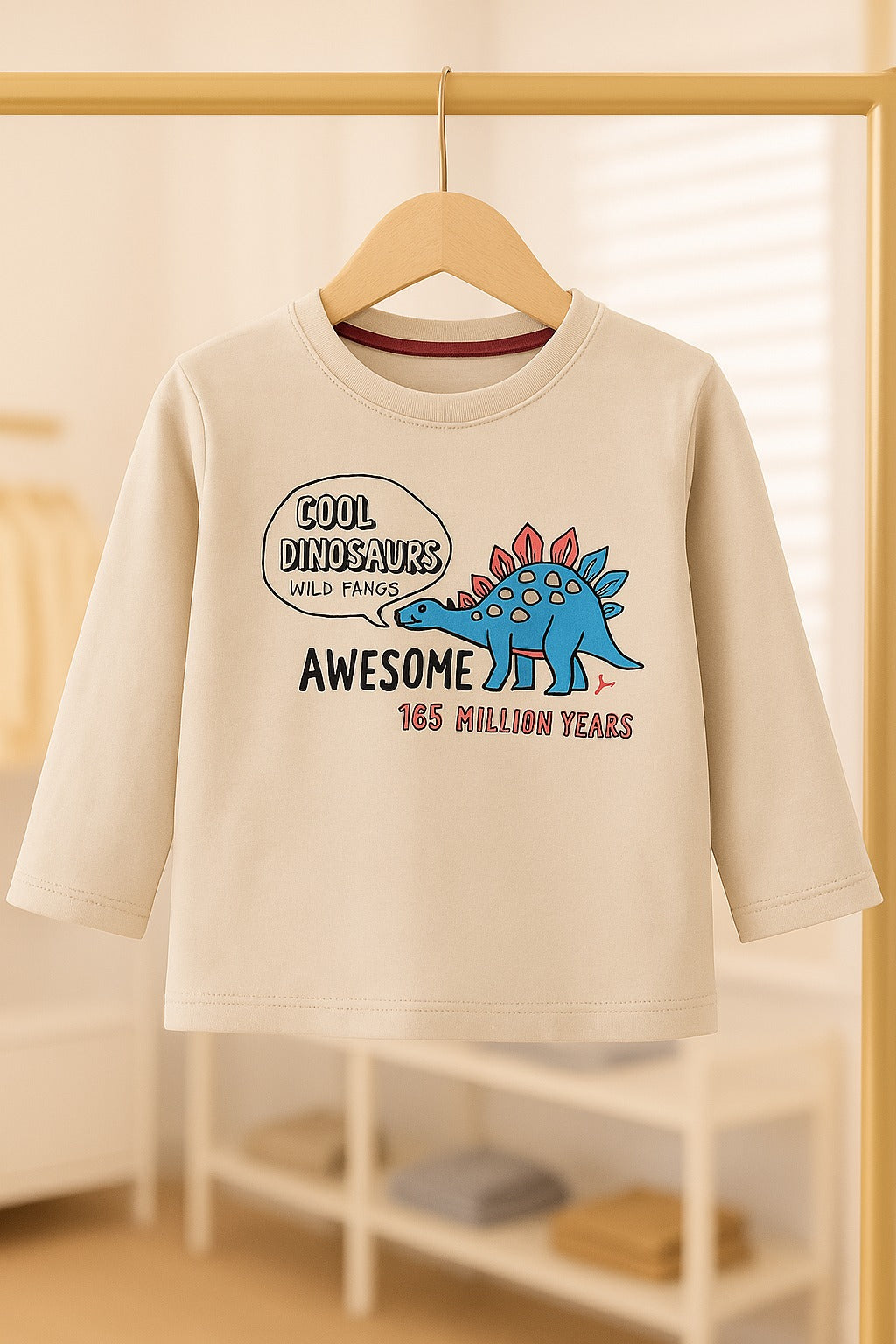 Junior Republic Cotton Jersey Cool Dinosaur Printed Long Sleeve Shirt - Summer Sale