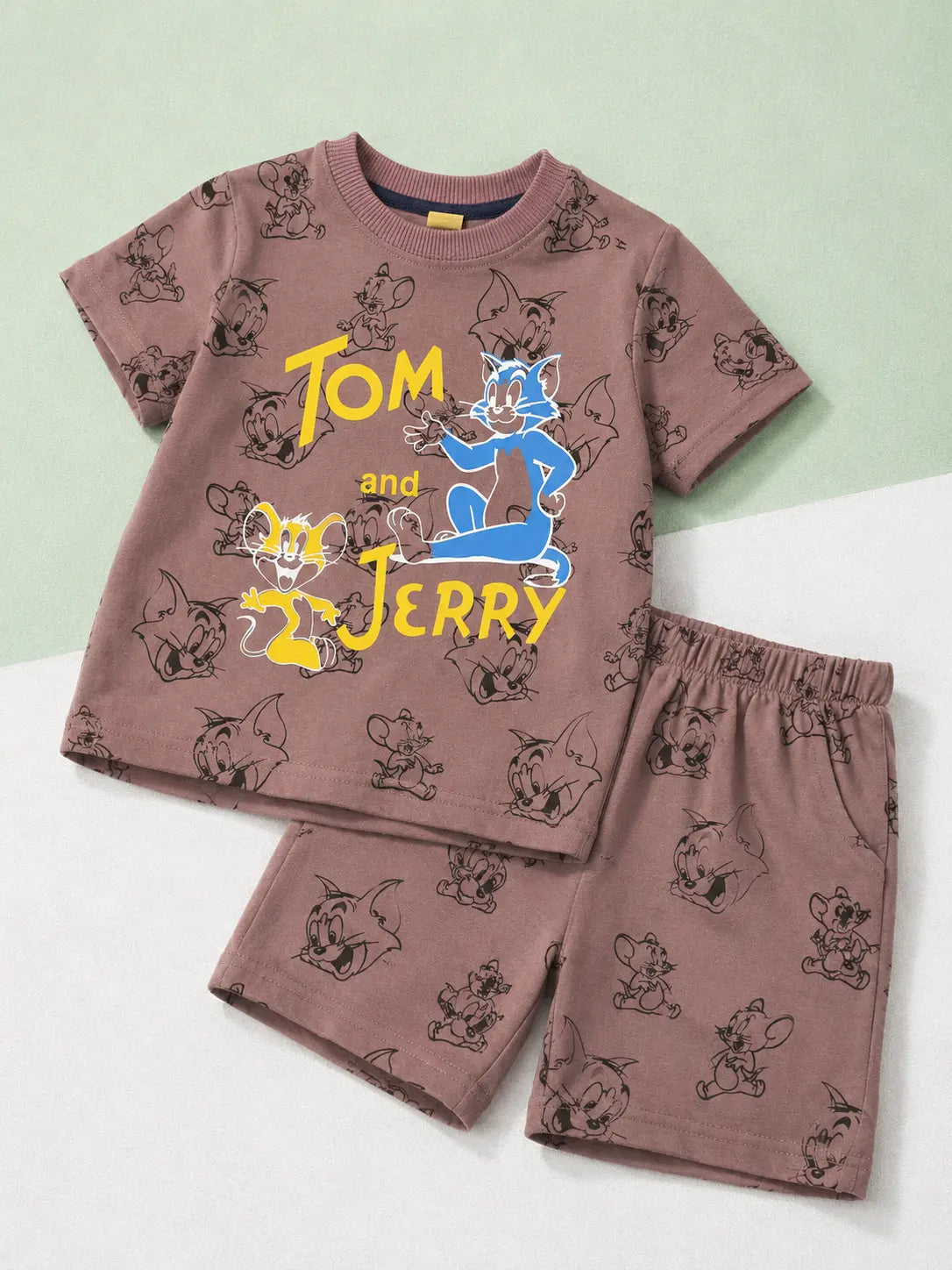 Junior Republic Tom & Jerry Printed Cotton Jersey T-Shirt & Shorts Set for Kids
