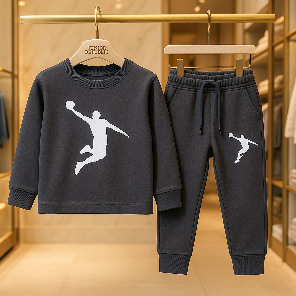 Junior Republic Kid's Slam Dunk Printed Fleece Winter Suit