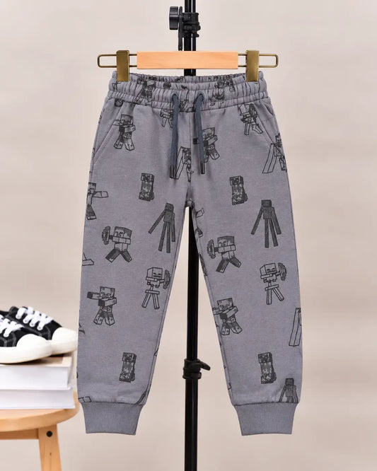 Junior Republic Minecraft all over Print Fleece Winter Trouser - TR 074