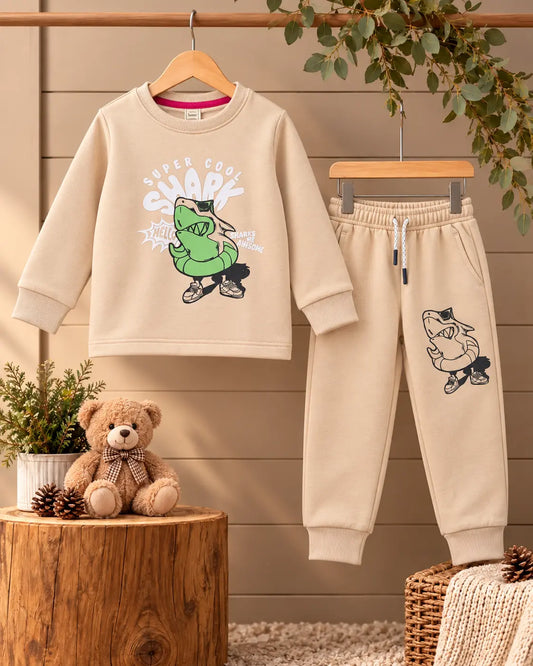 Super Cool Shark Printed Twin Set for Mid Season – French Terry- FTS-001