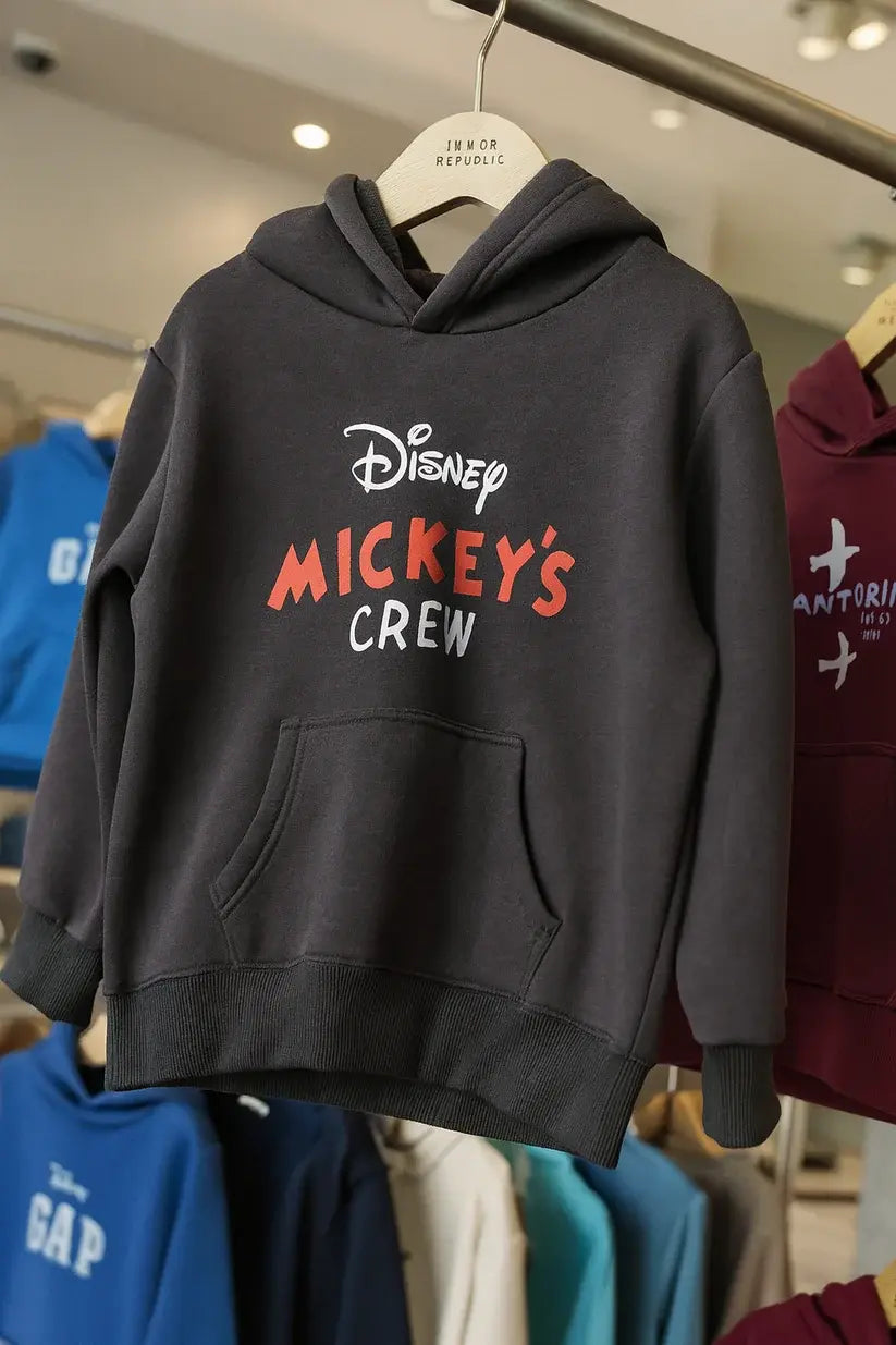 Junior Republic Mickey's Crew Printed Kids Fleece Winter Hoodies for Boys and Girls - HD-013