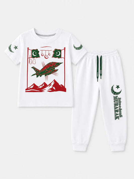 -Junior Republic Kids 14 August Jashn-e-Azadi Printed Cotton Jersey Tee shirt and Trouser Suit