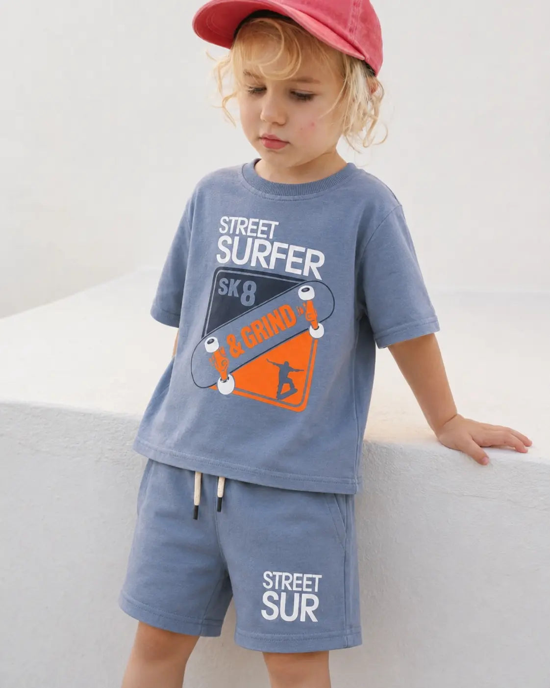 Junior Republic Street Surfer Printed Cotton Jersey T-Shirt & Shorts Set for Kids