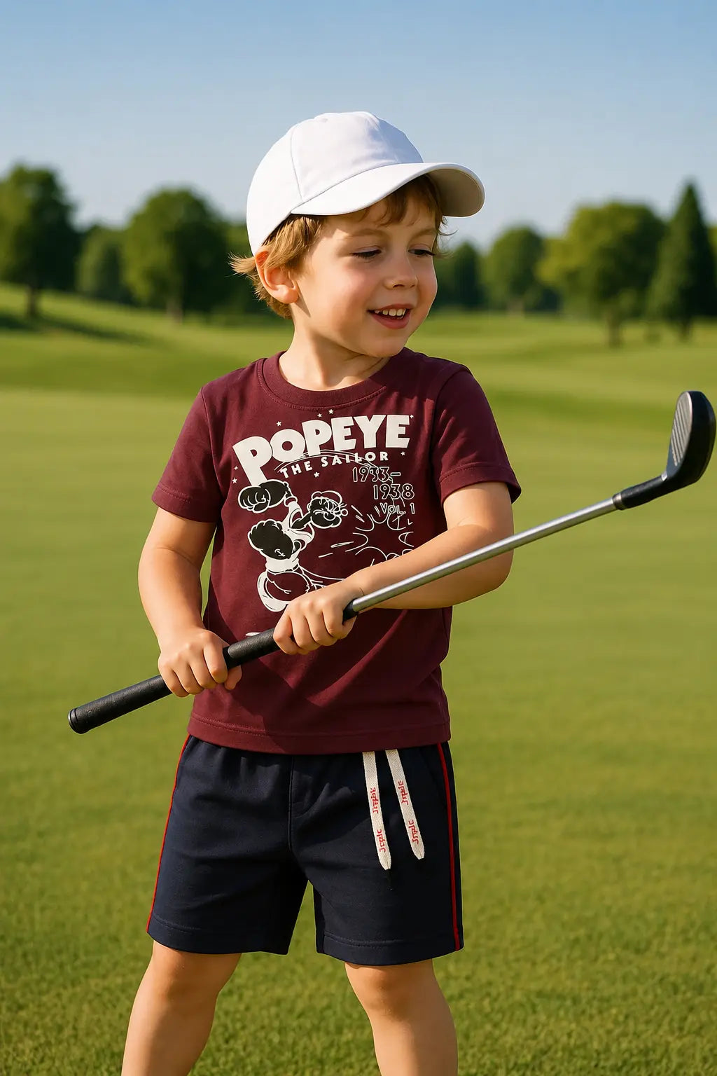 Junior Republic Popeye Printed Cotton Jersey T-Shirt & Shorts Set for Kids