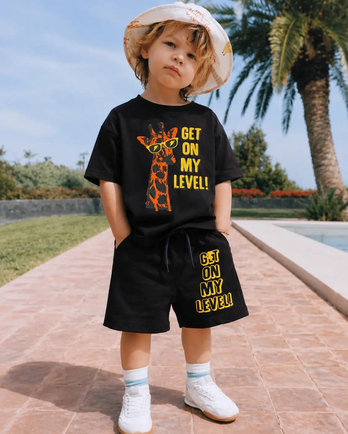 Junior Republic get on my Level Printed Cotton Jersey T-Shirt & Shorts Set for Kids