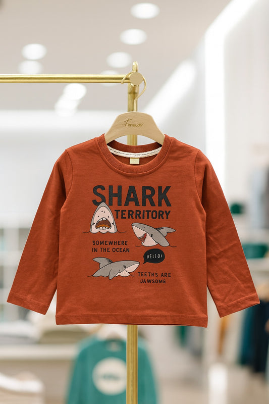 Junior Republic Cotton Jersey Shark Printed Long Sleeve Shirt - Rs. 499 SALE