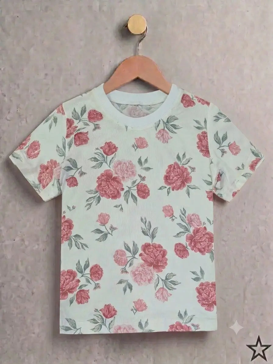 Junior Republic Kid's Floral Printed Tee Shirt