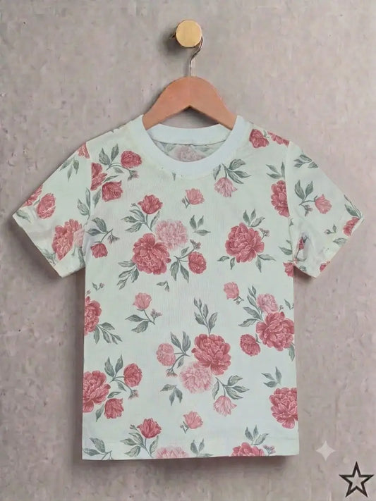 Junior Republic Kid's Floral Printed Tee Shirt
