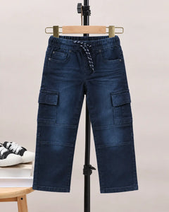 Branded Kids Dark Navy Cargo Denim Jeans Pant - DN-006