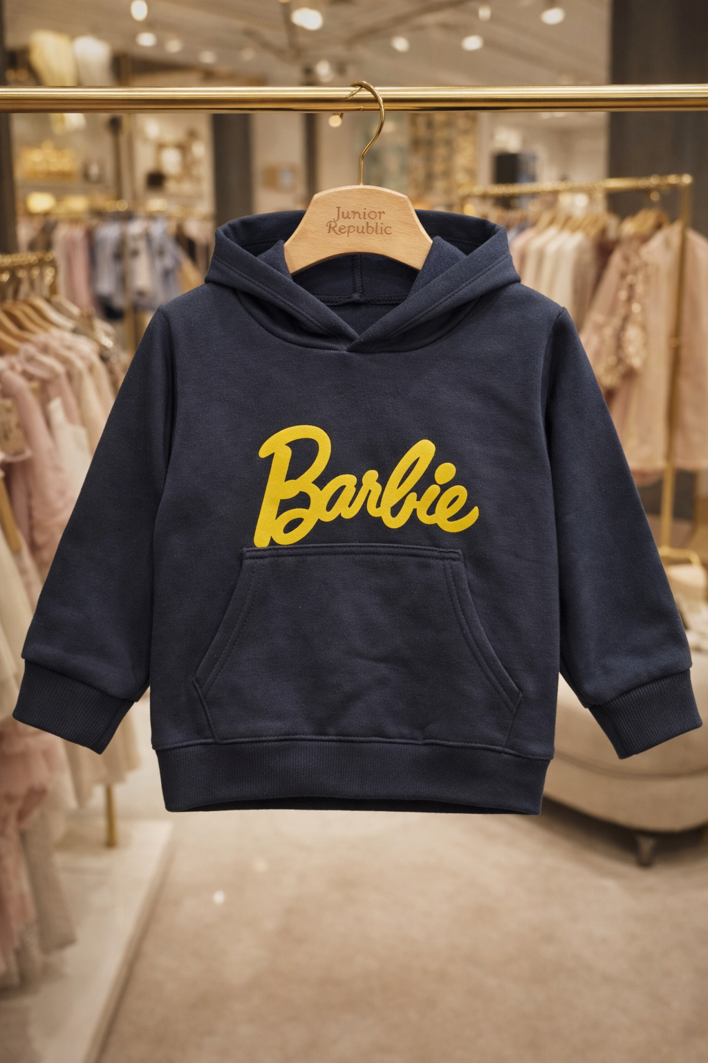 Junior Republic barbie Printed Kids Fleece Winter Hoodies for Girls