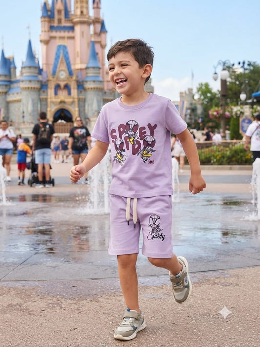 Junior Republic Spidey Printed Cotton Jersey T-Shirt & Shorts Set for Kids