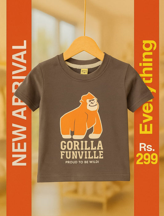 Junior Republic Kid's Gorilla Printed Crew Neck Tee Shirt - Rs. 299 SALE
