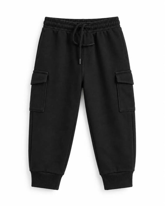 Kids Black Cargo Jogger Trouser