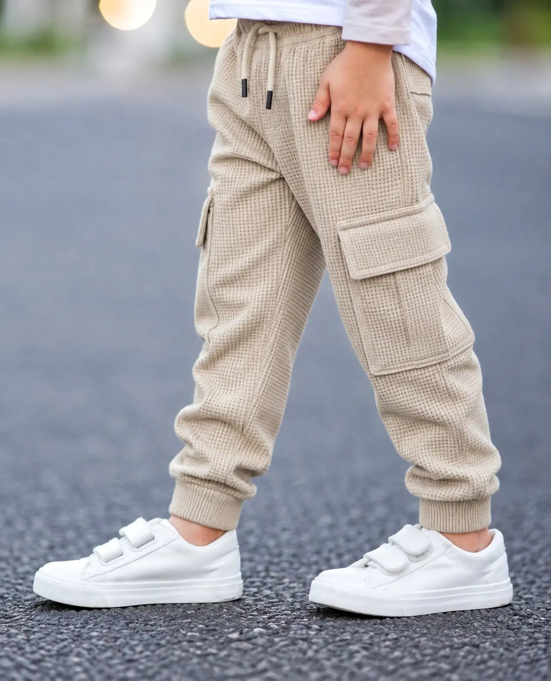 Kids Waffle Knit Cargo Jogger Trouser