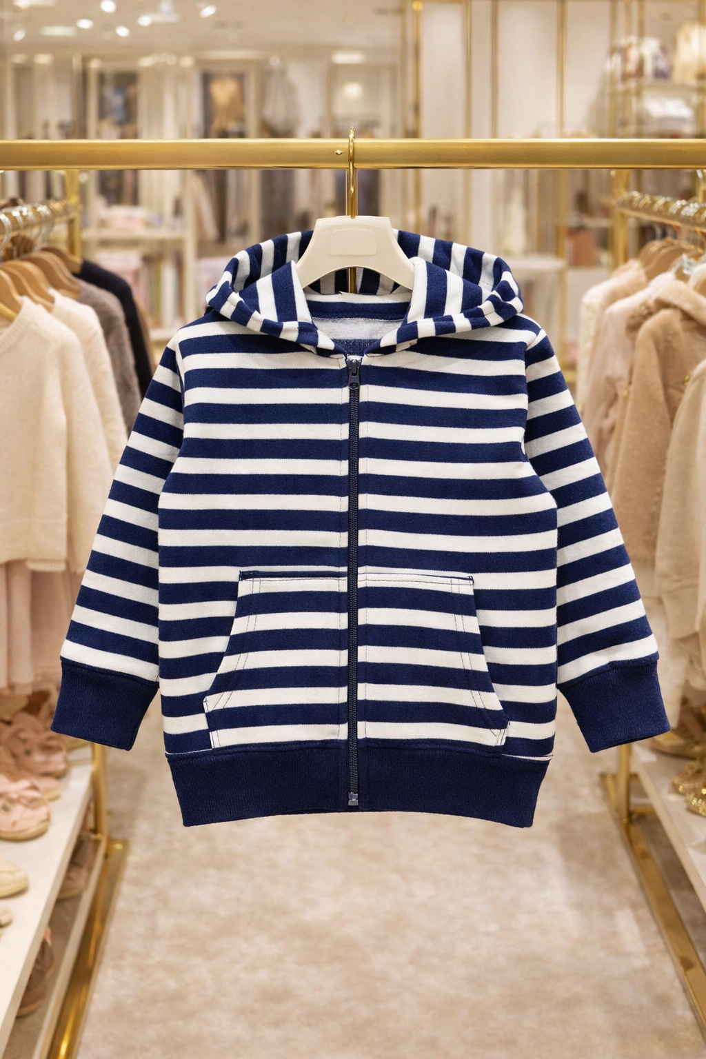 J            unior Republic Stripes Style Kid's Fleece Hoodie Zipper Jacket