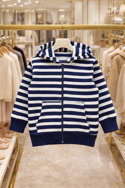 J            unior Republic Stripes Style Kid's Fleece Hoodie Zipper Jacket