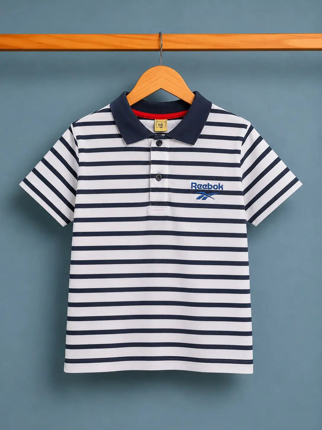 Junior Republic Kid's Stripes style Reebok Embroidered Polo Shirt