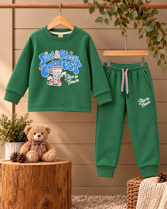 Kids Fast & Cheesy Printed Twin Set for Mid Season – French Terry- FTS-016