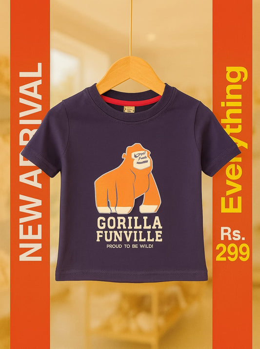 Junior Republic Kid's Gorilla Printed Crew Neck Tee Shirt - Rs. 299 SALE