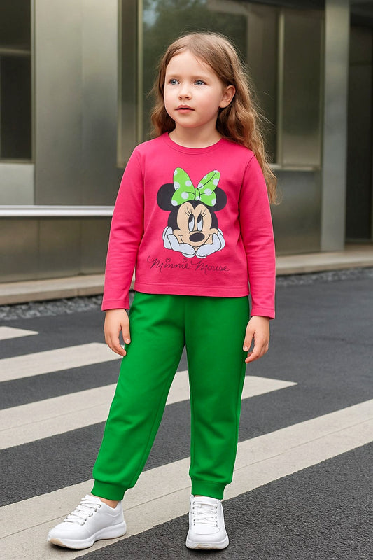 Junior Republic Kid's Minie Mouse Printed Girls Cotton Jersey Suit