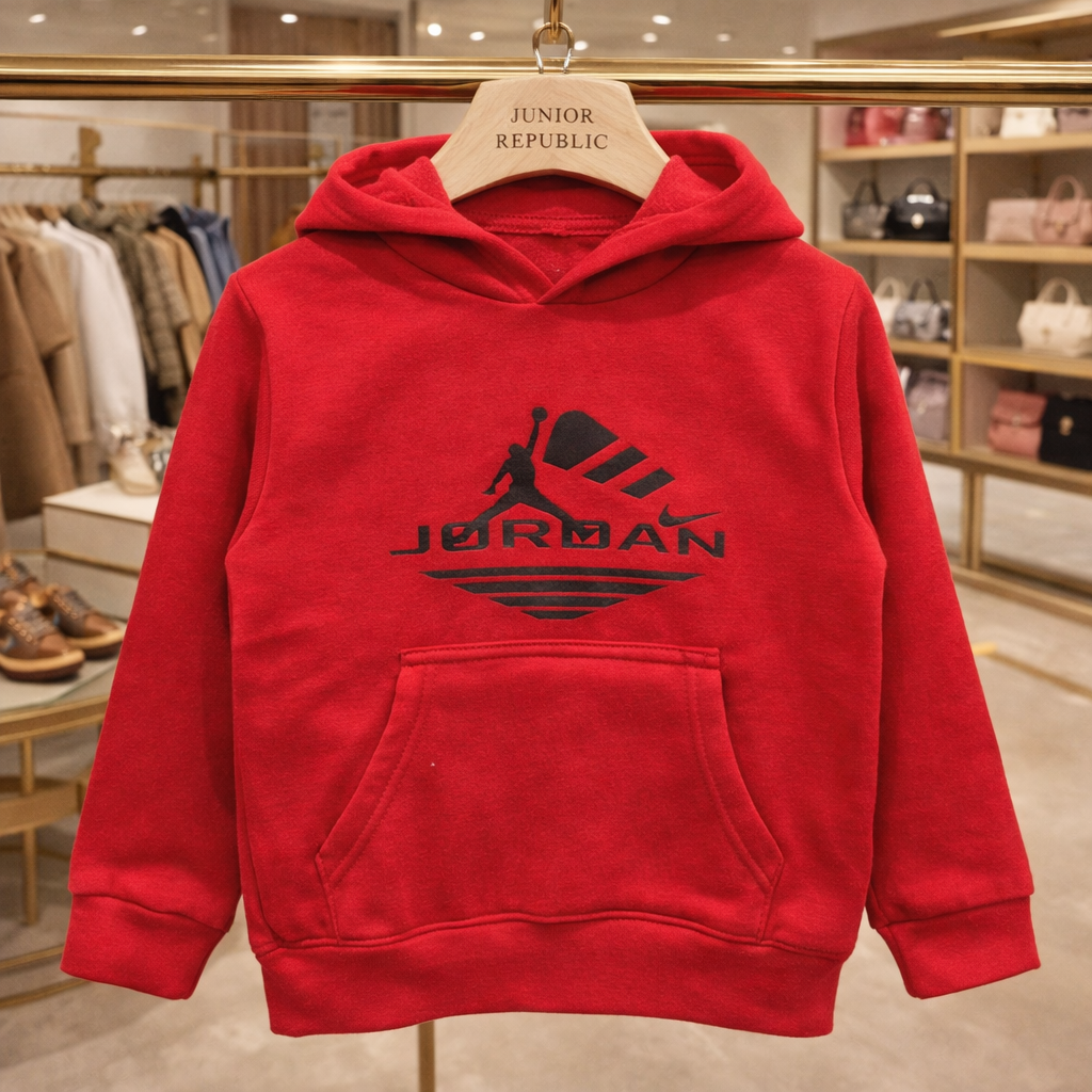 Junior Republic Jordan Printed Kids Fleece Winter Hoodies for Boys and Girls
