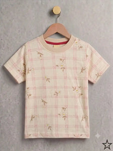 -Minor Fault- Junior Republic Kid's check Printed Tee Shirt