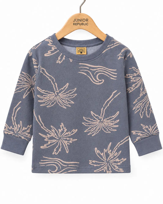 Kid's Tropical Leaves Printed long Sleeves Shirt - LS-123