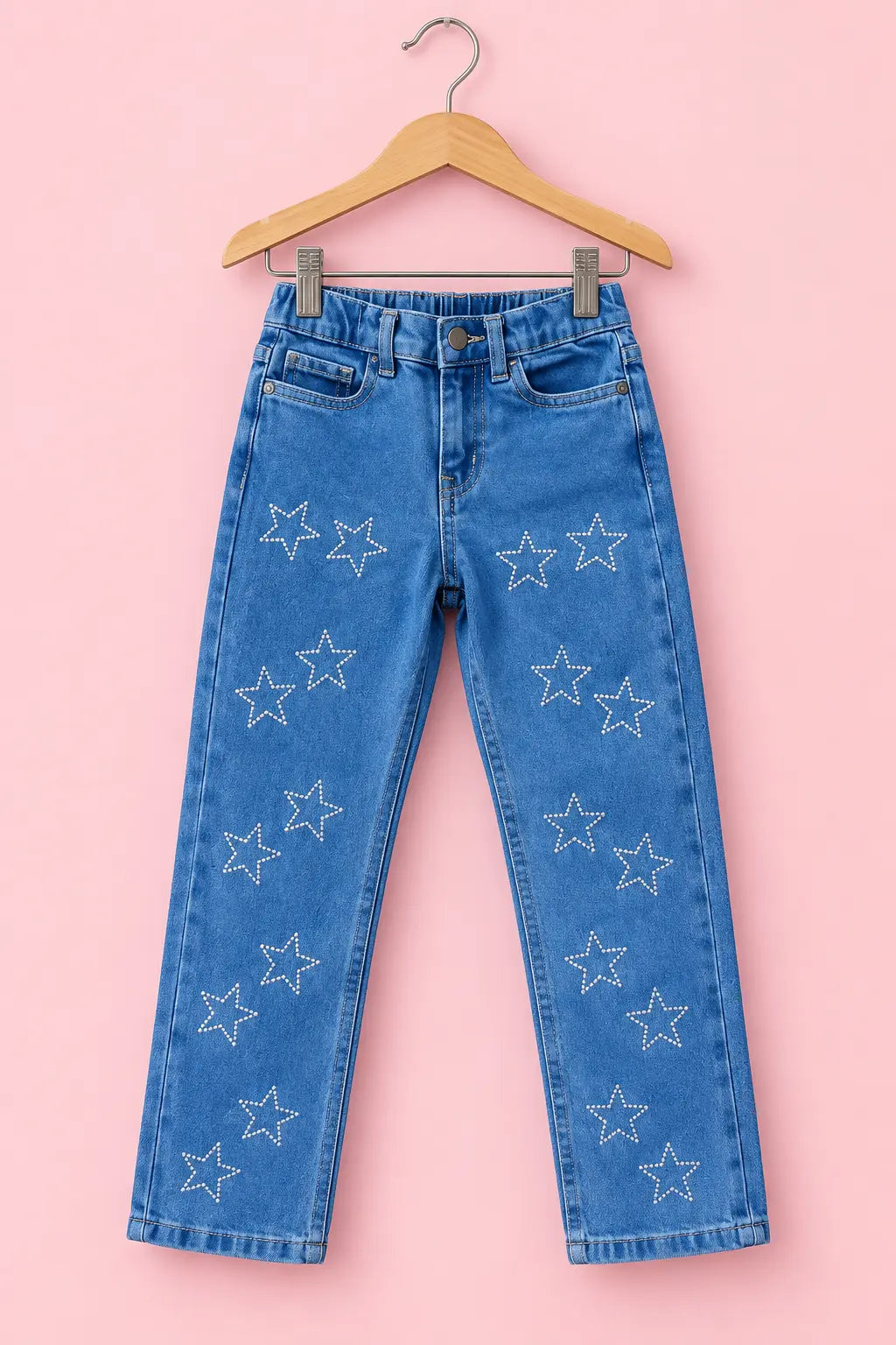 Branded Star Printed Denim Jeans Pant for Girls - DN-014