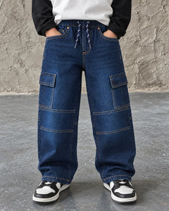 Branded Kids Blue Cargo Denim Jeans Pant - DN-005