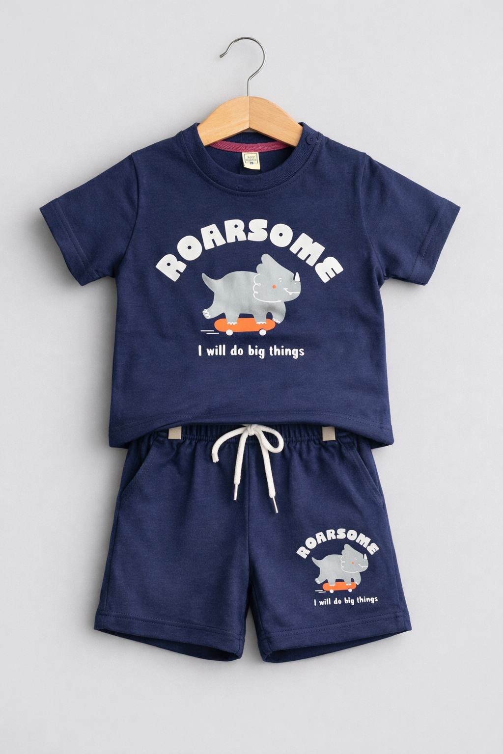 Junior Republic Roarsome Printed Cotton Jersey T-Shirt & Shorts Set for Kids
