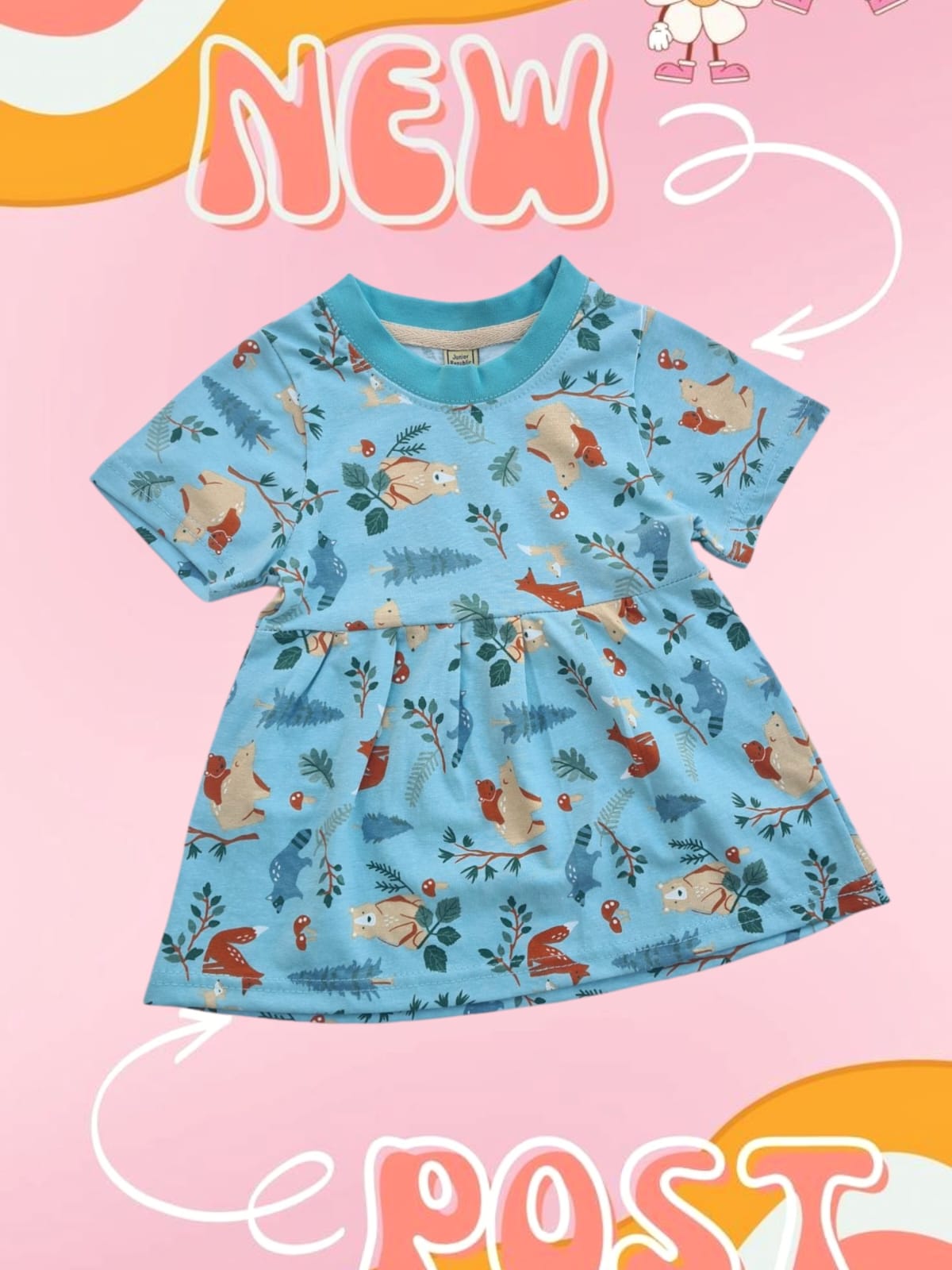 Junior  Republic Girls Bear Printed Frock