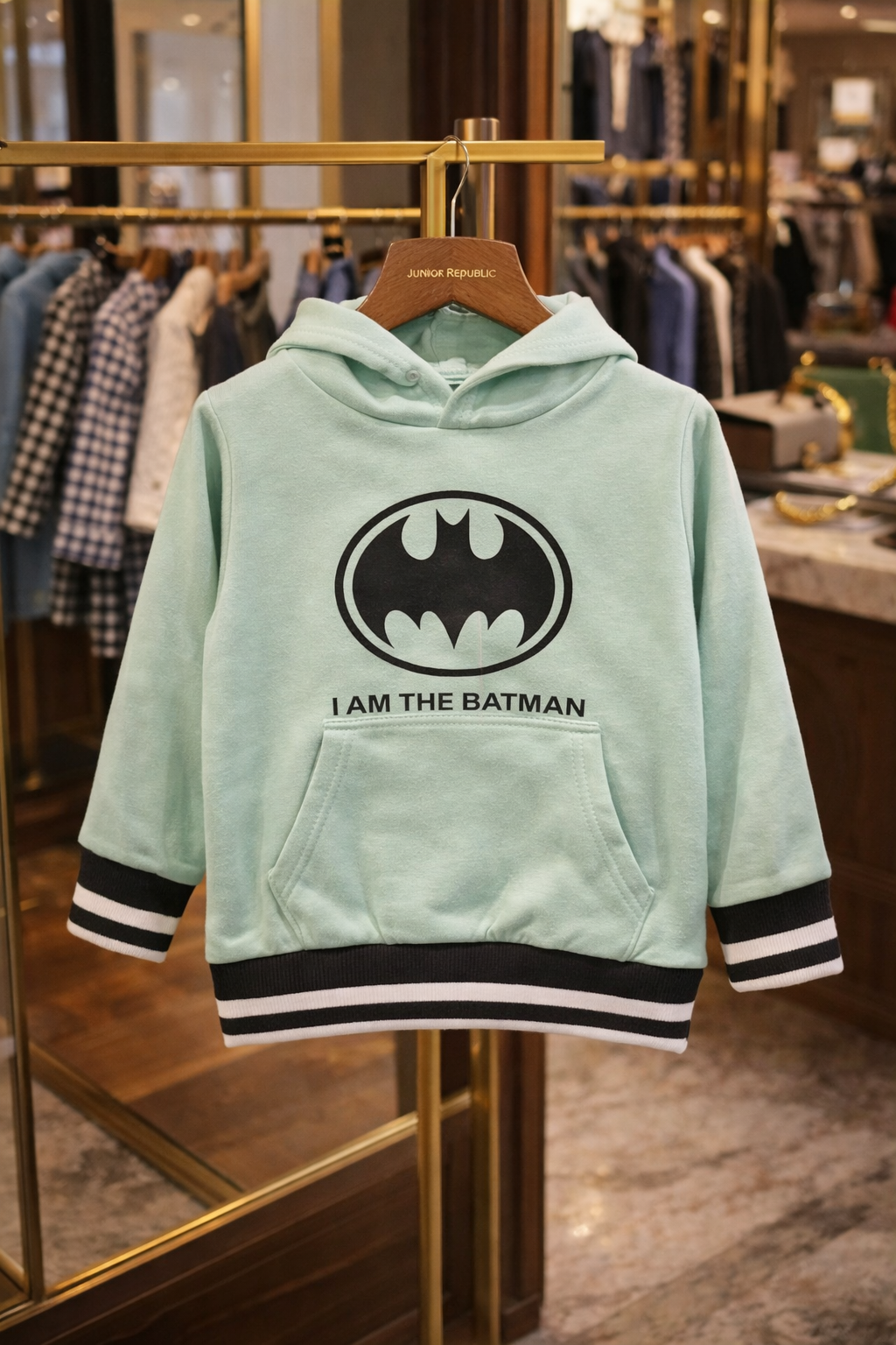 Junior Republic Batman Printed Kids Fleece Winter Hoodies for Boys and Girls