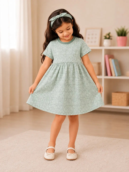 Junior Republic Girls Mint green all over Print Summer Frock