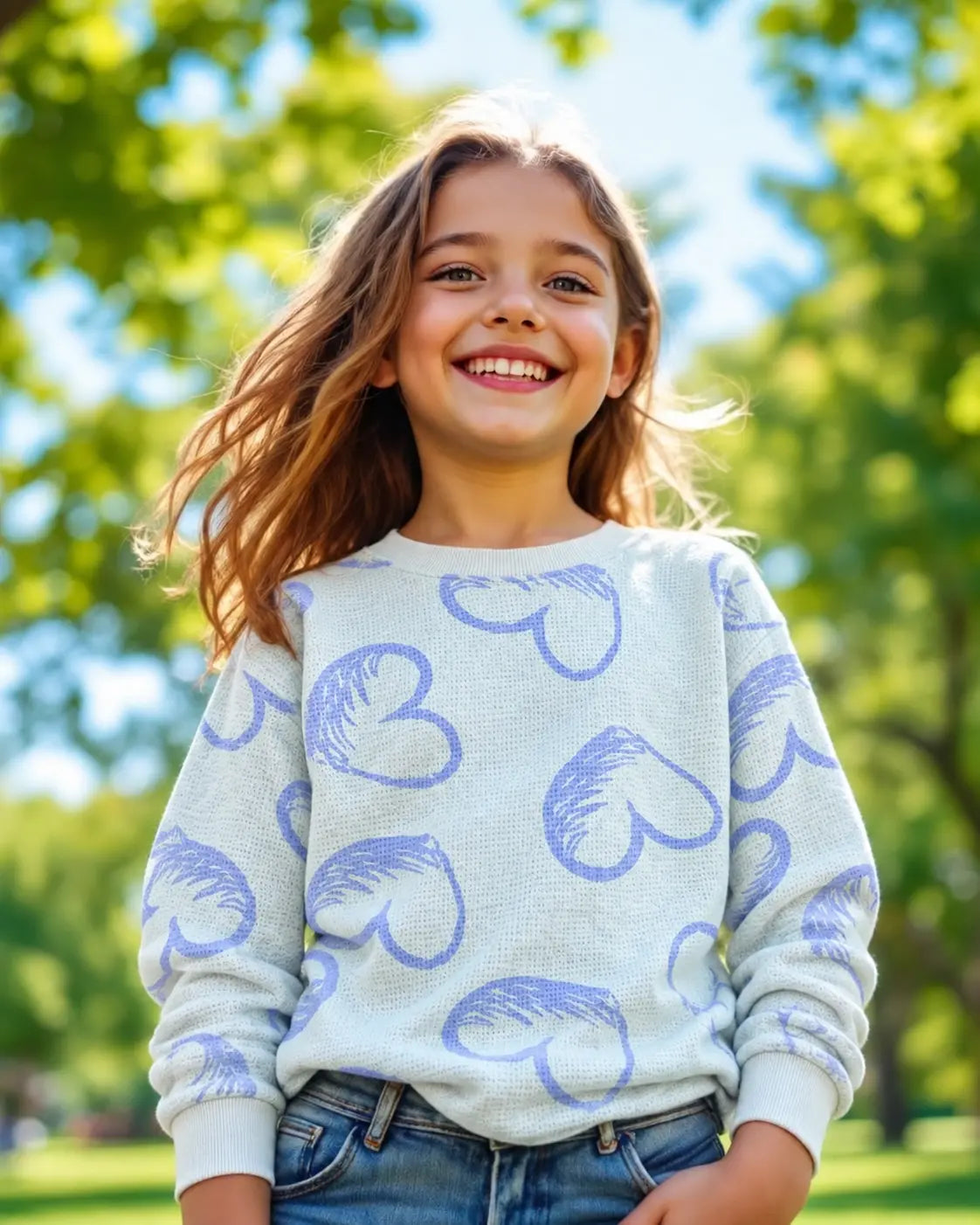 Kid's Hearts Printed Style long Sleeves Shirt - LS-093