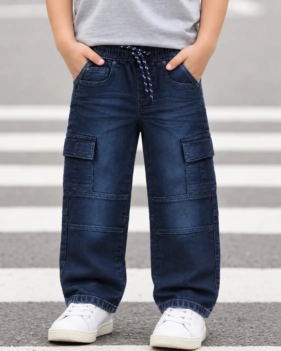 Branded Kids Dark Navy Cargo Denim Jeans Pant