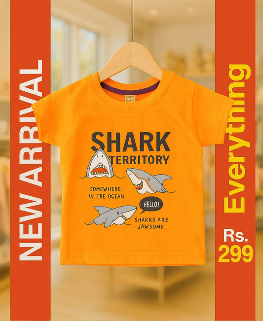 Junior Republic Kid's Shark Printed Crew Neck Tee Shirt - Rs. 299 SALE