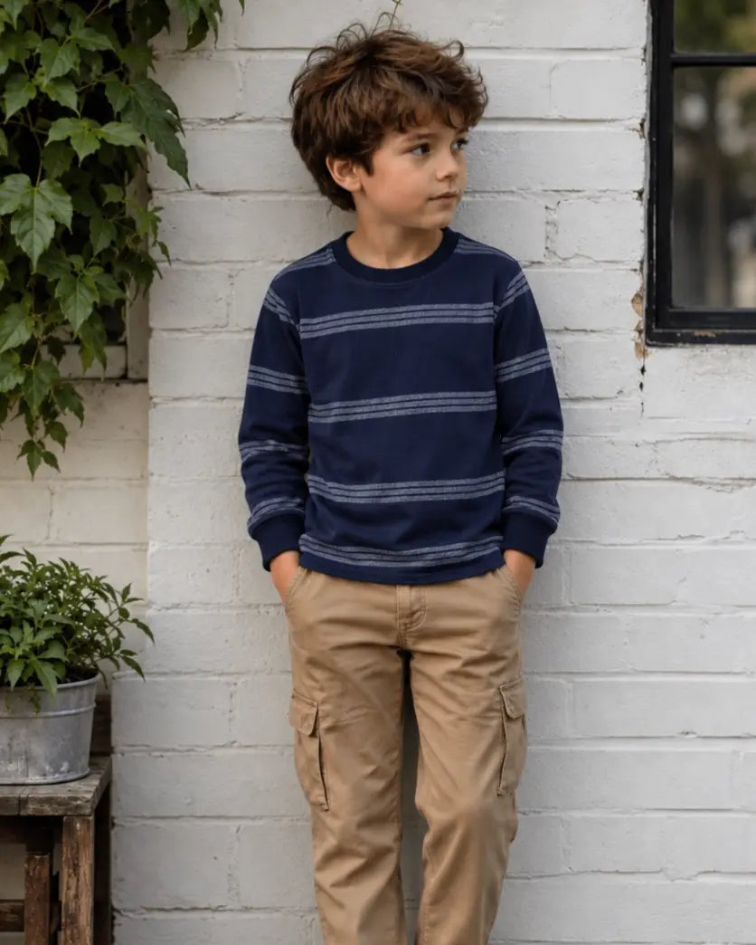 Kid's Stripes Style long Sleeves Shirt - LS-076