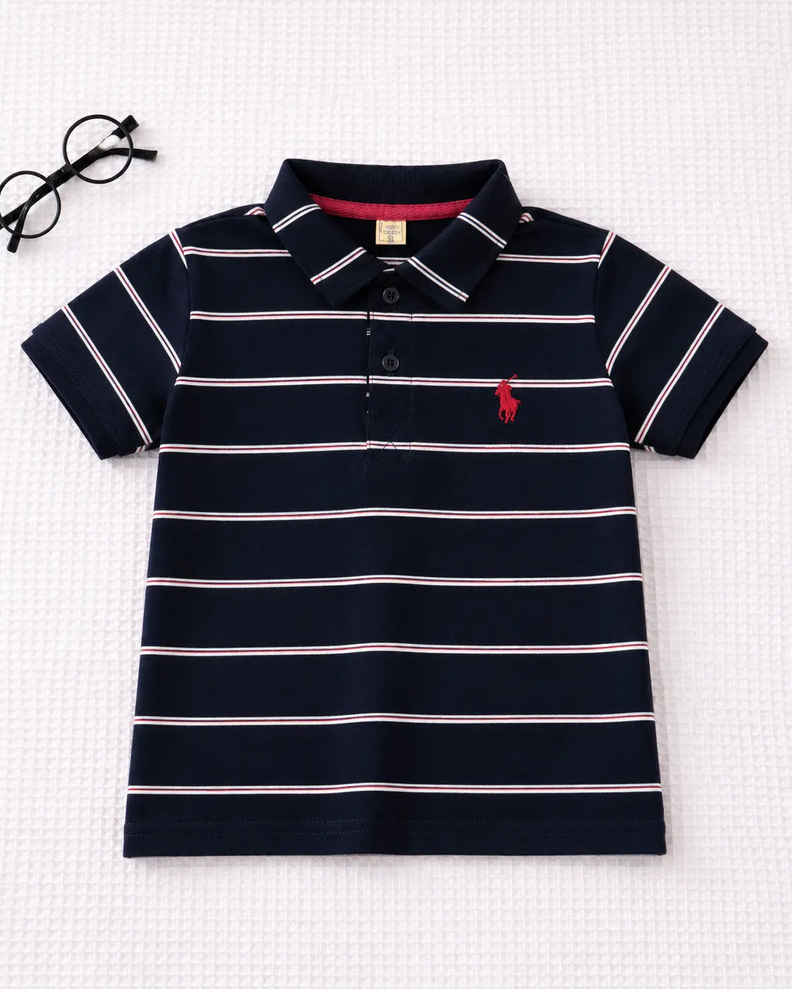 Junior Republic Kid's Stripes style Pony Embroidered Polo Shirt