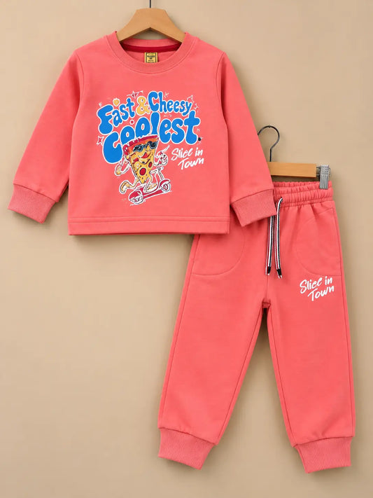 Kids Fast & Cheesy Printed Twin Set for Mid Season – French Terry- FTS-015