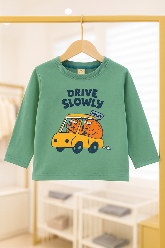 Junior Republic Cotton Jersey Drive Slowly Printed Long Sleeve Shirt - Rs. 499 SALE