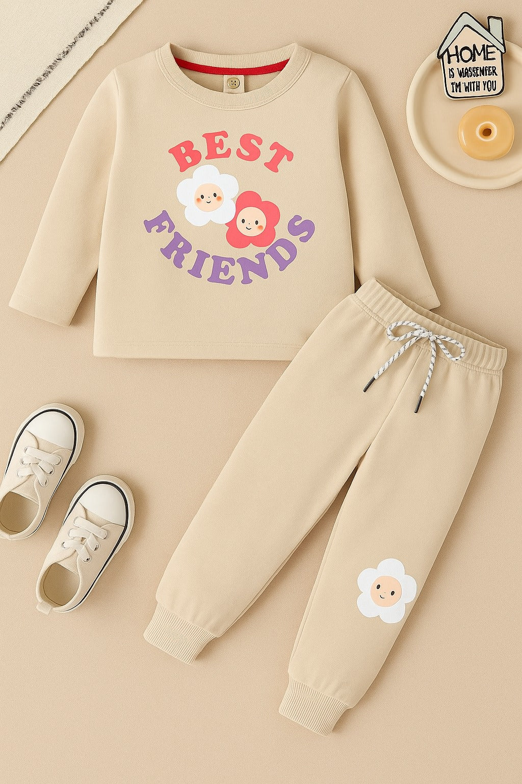 Junior Republic Kid's Cute Friends Printed Fleece Winter Suit