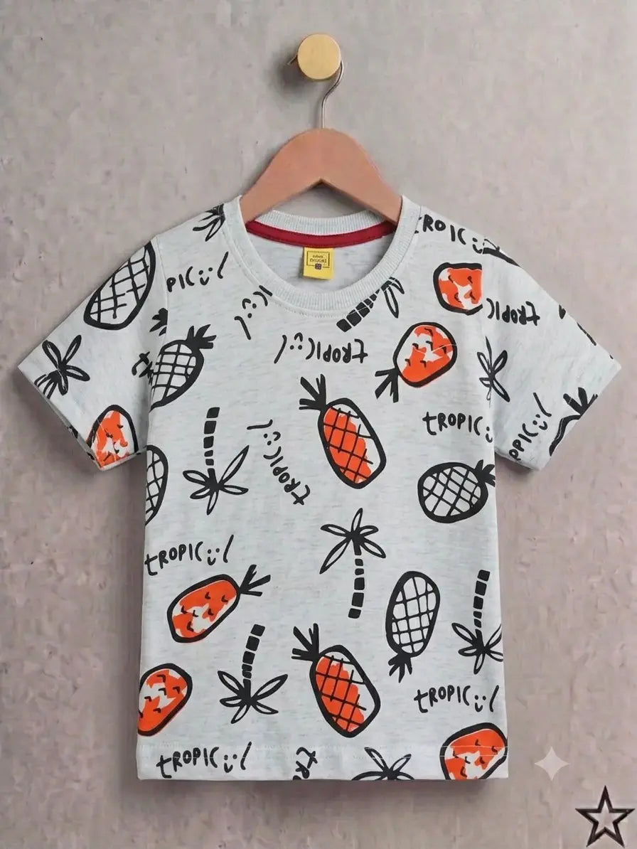 Junior Republic Kid's Pineapple Printed Tee Shirt