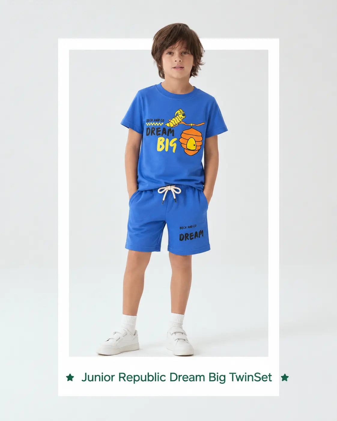 Junior Republic Dream Big Printed Cotton Jersey T-Shirt & Shorts Set for Kids