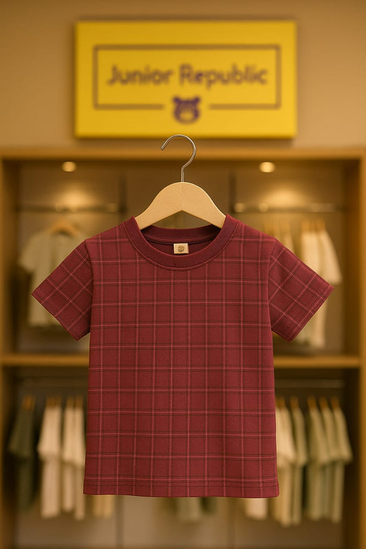 Junior  Republic Kid's Check Print Tee Shirt