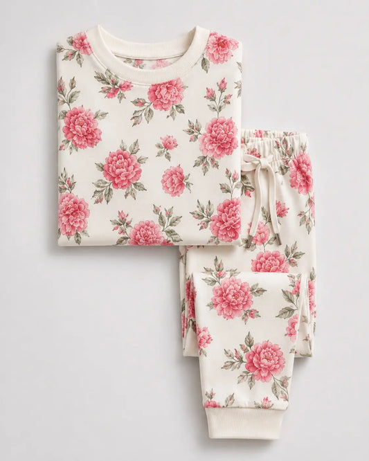 Junior Republic Kids Floral Print Cotton Jersey Suit — Mixed Bloom (Style 2)